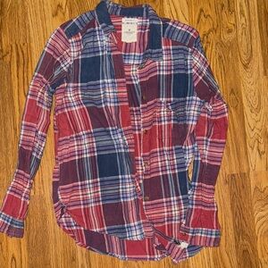 American Eagle Red and Blue Plaid Shirt